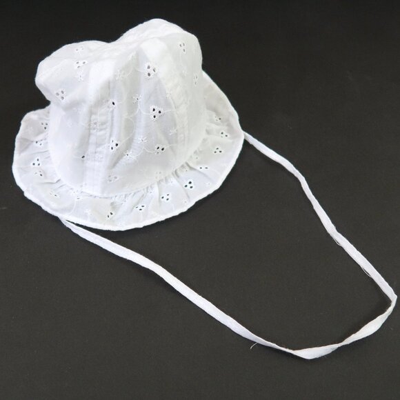 CATYA baby cotton eyelet hat w ruffle trim 3-6 months Made in Italy - Picture 2 of 6